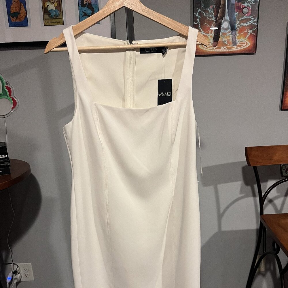 $245 NWT Lauren Ralph Lauren Cream Sheath Dress NWT Size 12 - Picture 2 of 3